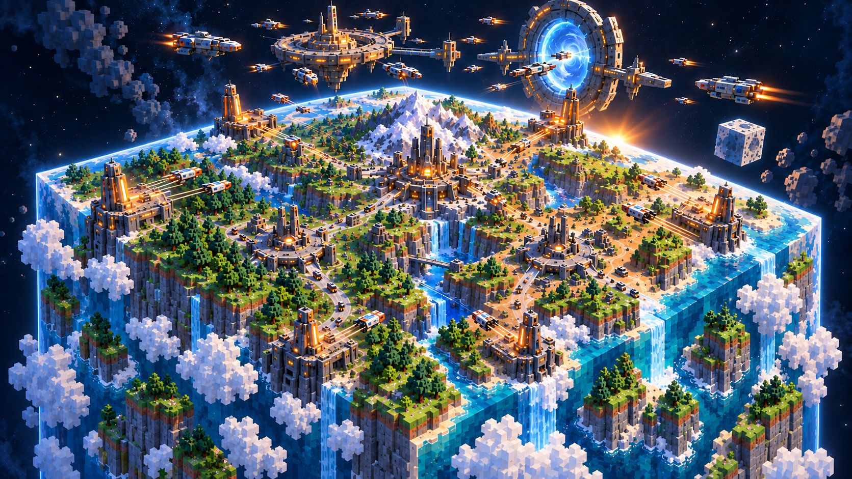 Anvil, a world covered in ancient structures, ringed by ships and a gate.